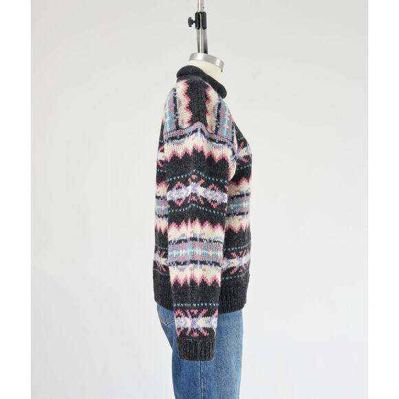 Vintage 90s Woolrich Striped Wool and Mohair Knit Fair Isle Sweater size M - Picture 3 of 9